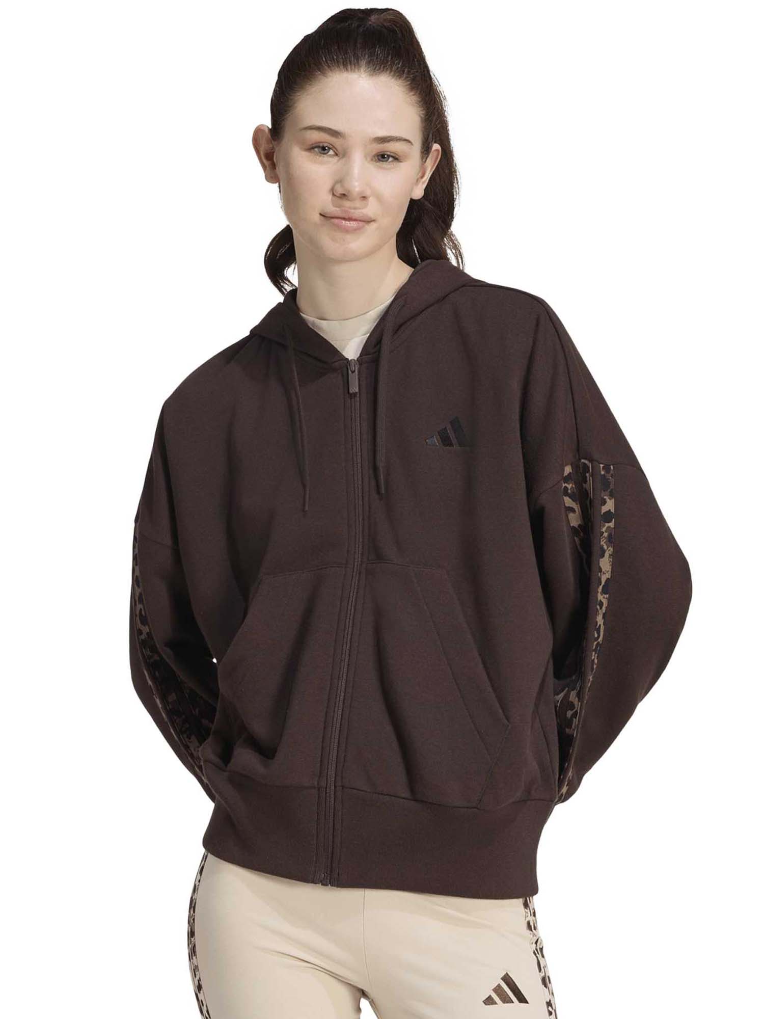 Felpa donna Adidas Auco KV9299 marrone oversize casual
